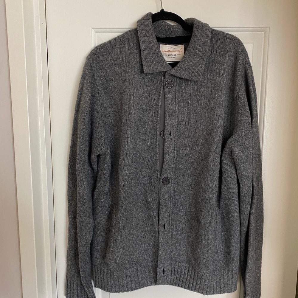 Weatherproof vintage grey button down sweater